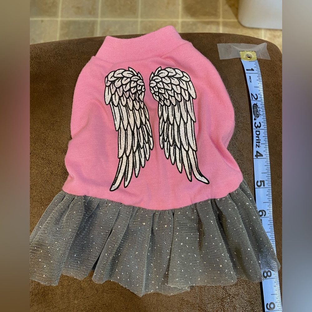 Top Paw Pink Dog Dress with Silver Tulle